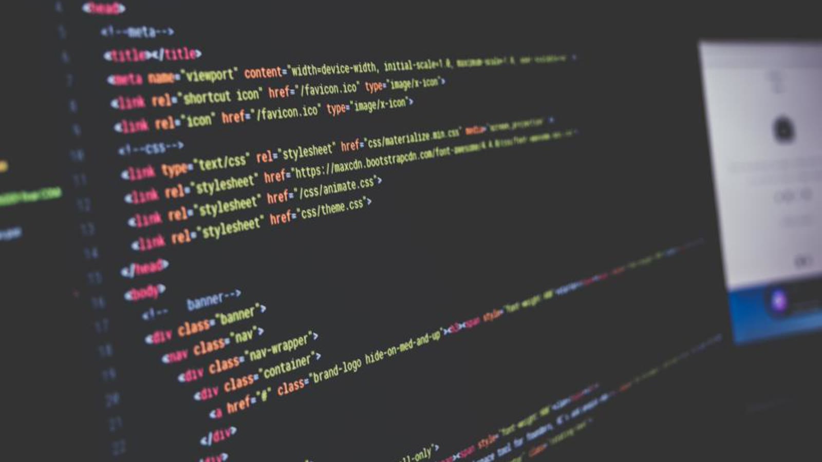 Código de una aplicación web en desarrollo